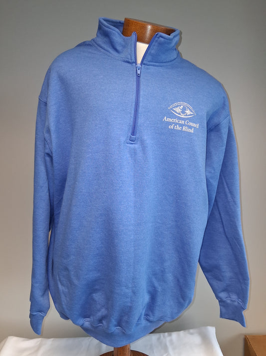 "Vision Beyond Sight" 1/4 Zip Pullover Sweatshirt- Blue