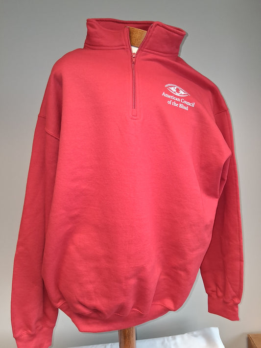 "Vision Beyond Sight" 1/4 Zip Pullover Sweatshirt- Red