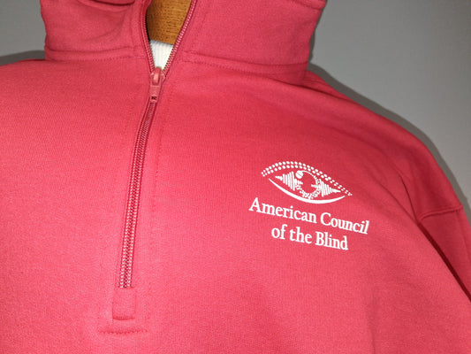 "Vision Beyond Sight" 1/4 Zip Pullover Sweatshirt- Red