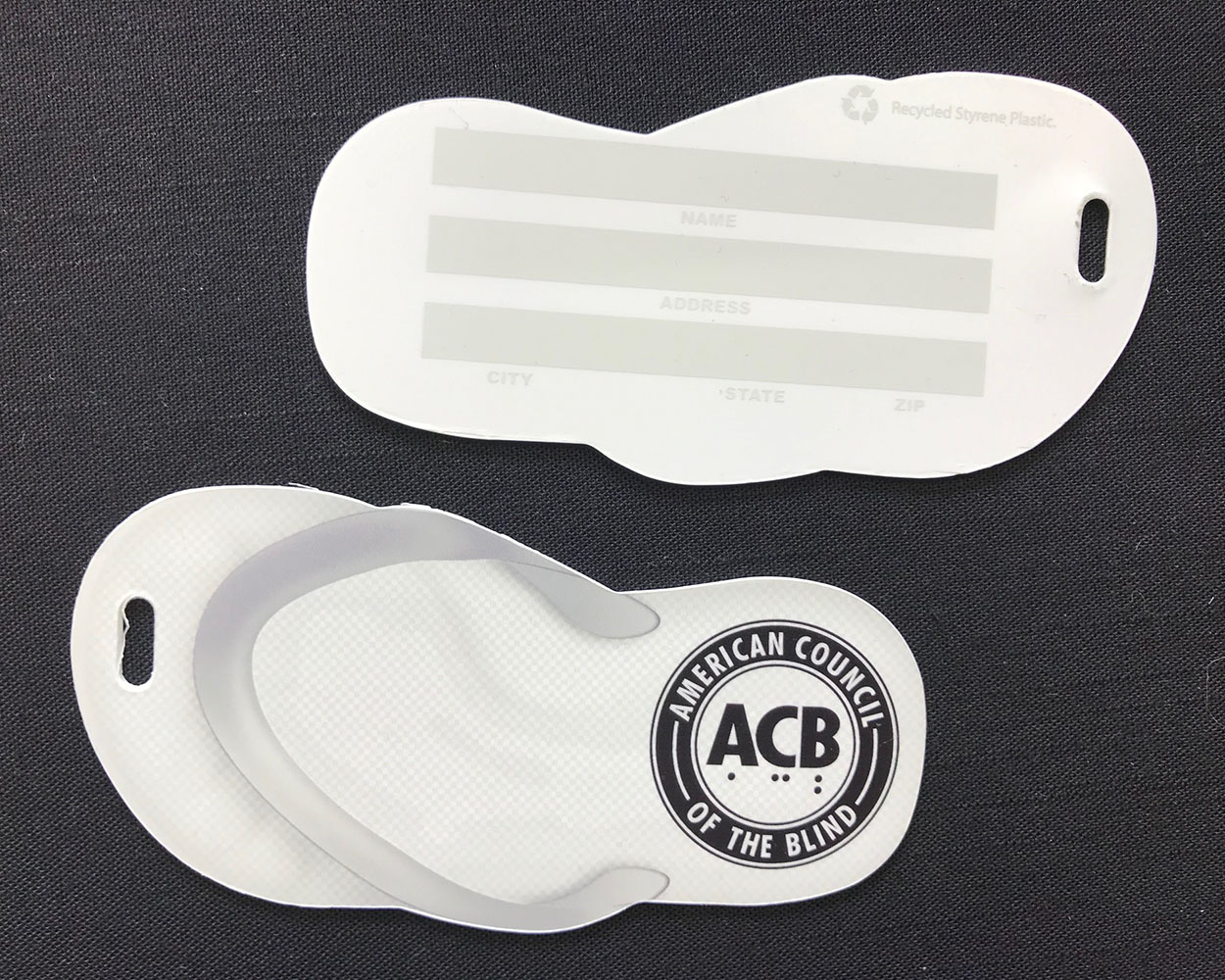 White Sandal Luggage Tag - front and back view