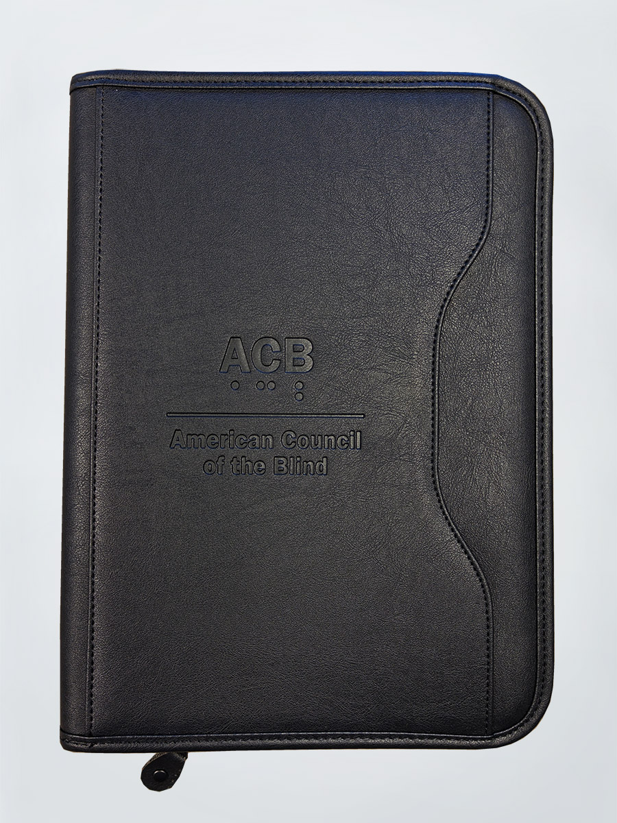 Black executive portfolio - front side with embossed logo