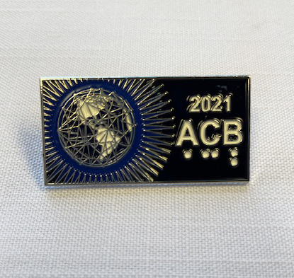 2021 convention pin - rectangle shape with globe image