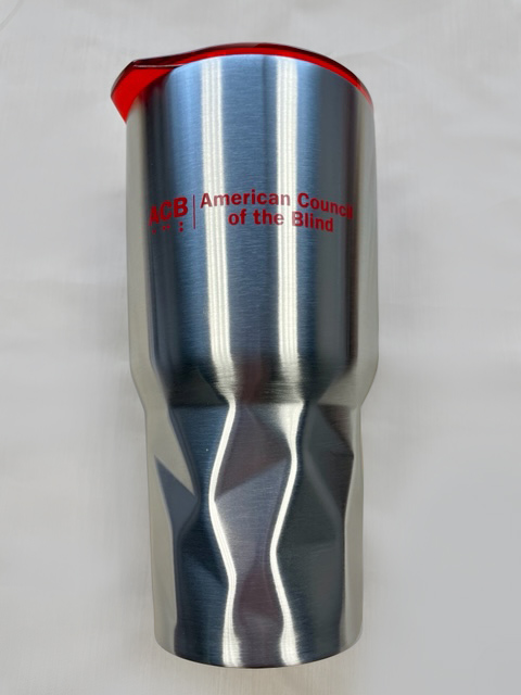 Stainless Steele Tumbler with red lid on top