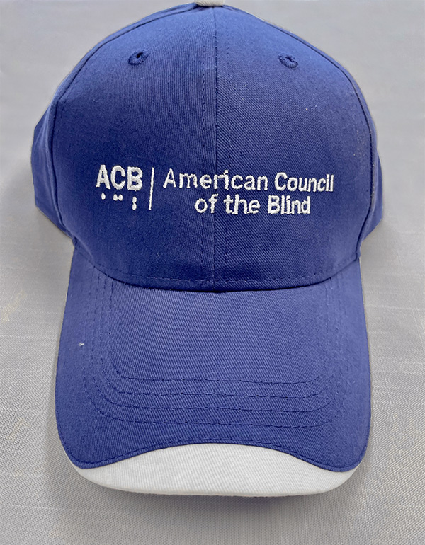 Royal cap with white wave on bill and ACB logo - front view