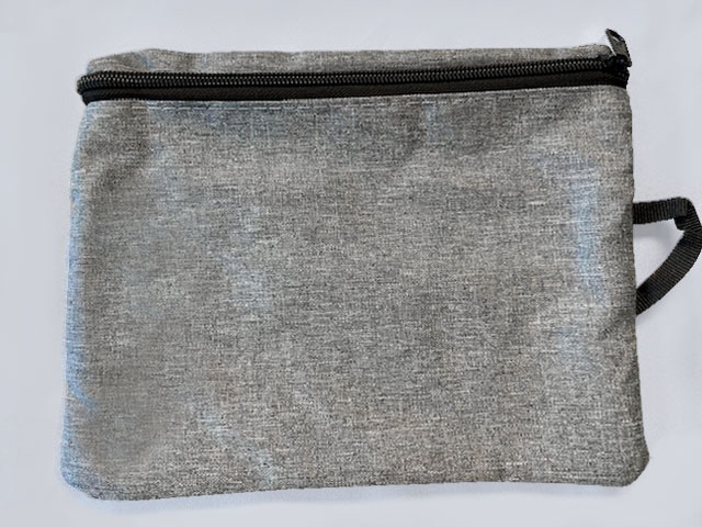 Charcoal gray accessory bag - back view