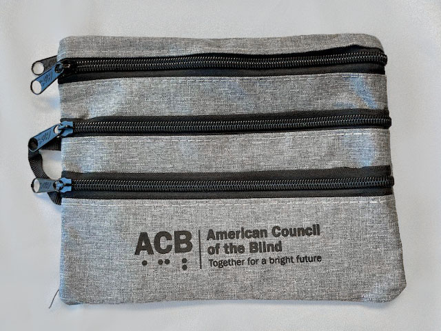 Charcoal gray accessory bag - front view