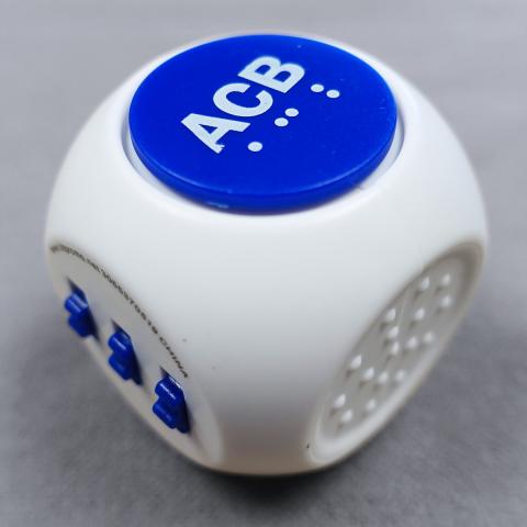Blue and white spinning fidget cube