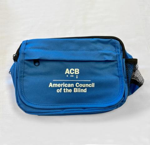 Blue fanny pack - front view