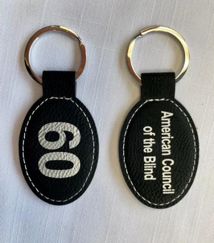 Leather keychain front and back side views
