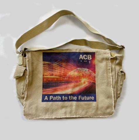 Khaki bag - front view with Path to the Future graphics