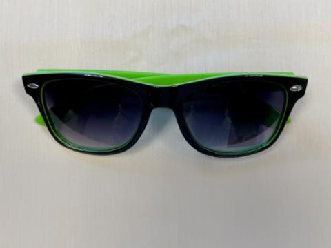 Sunglasses with green and black trim - front view