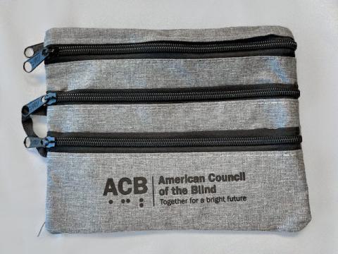 Charcoal gray accessory bag - front view